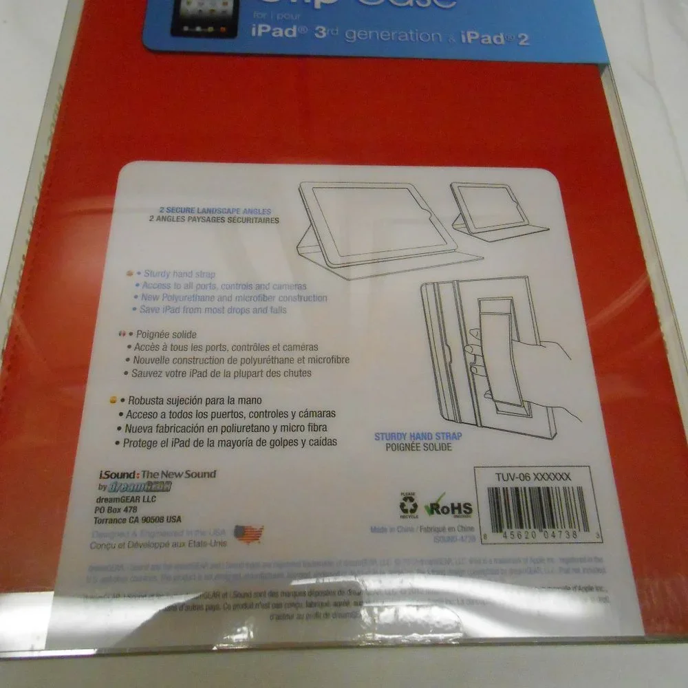 New red Grip Case for iPad 3rd Generation & iPad 2 Magnetic multiple angles 📘
